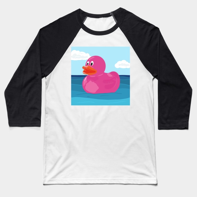 Pink Rubber Duck Baseball T-Shirt by NattyDesigns